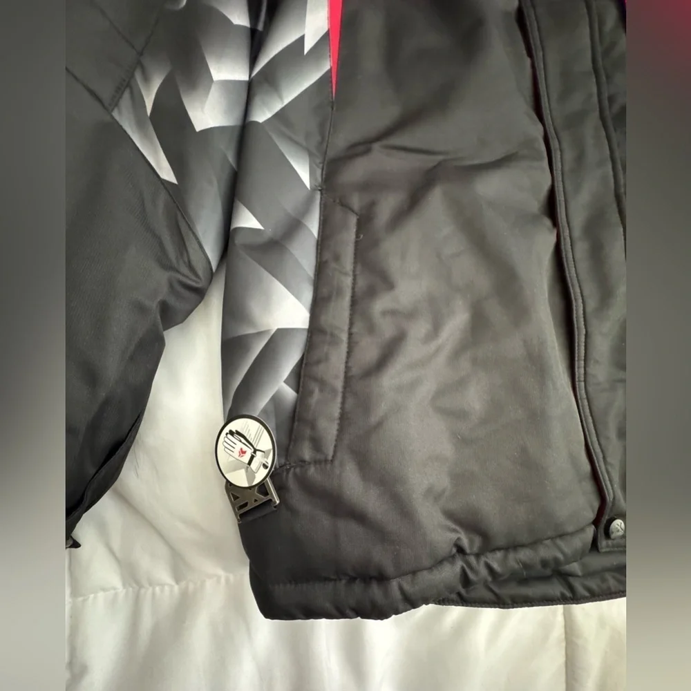 ZeroXposur  Puffy Black Jacket with Red and Gray Accents